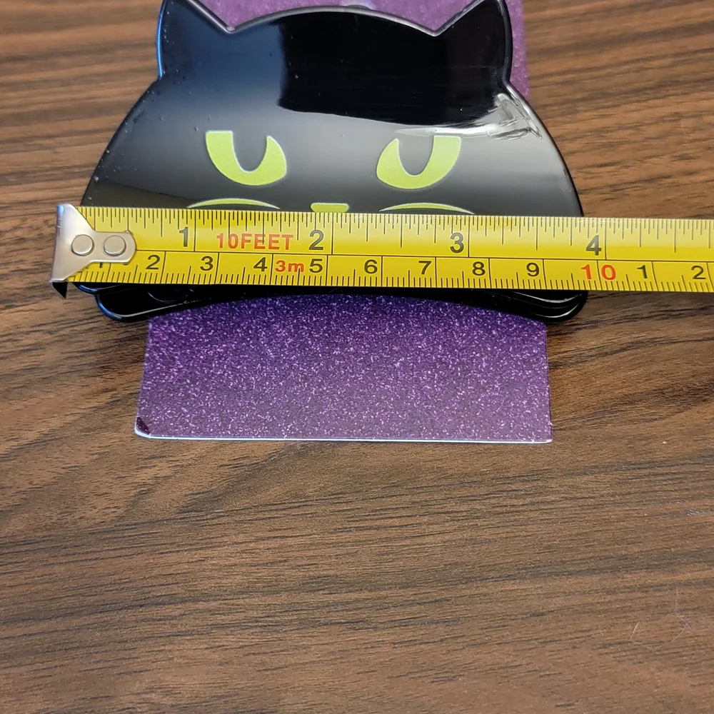 Black Cat Hair Clip Yellow Eyes Whiskers Halloween Spooky‎